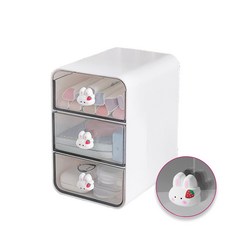 서온리 깔끔 책상 정리 귀여운 플라스틱 3단 소품 미니 수납함 서랍장, 1개, 오프화이트