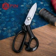 PIN 핀 10인치 전문가용 재단 가위 두꺼운 원단 가죽 커팅 헤비듀티 스테인리스 산업용 재봉 가위