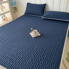 YYT 가을 소프트 매트리스 고급 커버 매트+베개커버 세트, 진청색(매트+베개커버*1개), 쿨매트+쿨베개 세트