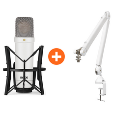 RODE NT1 시그니처 화이트 콘덴서 마이크 x PSA+ 굴절 암 스탠드 패키지