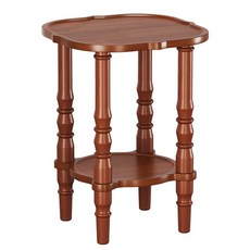 PlushVibes 원목 엔드 테이블 거실 - 높이 55.1cm(21.5인치) 작고 좁은 정사각형 엔드 테이블 목재 다크 리얼 우드 블랙 빈티지 앤티크 사이드 침대 옆 테이블, 레트로 브라운02