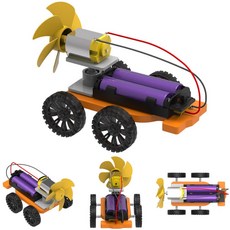 파워 풍력 자동차 만들기 고속모터 6엽 프로펠러 레이싱 윈드카 작용반작용 학습 (1인용)