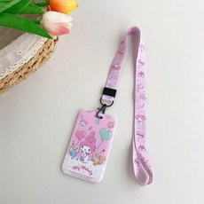 슬라이드 커버가 있는 산리오 하드 카드 홀더 쿠로미 시나모롤 카드 은행 카드 포토카드 걸이형 목걸이 홀더, 1개, 마이멜로디