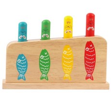 兒童桌遊E1C 木製彈跳遊戲棒 腦部開發 益智遊戲 顏色認知 親子互動, 1個, （藍白）彩盒