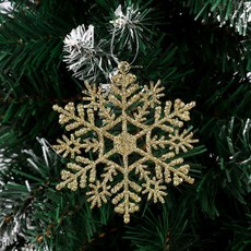 仿真鏤空聖誕樹雪花掛件閃粉裝飾配件派對場地佈置聖誕立體雪花片, 金色【帶掛繩】,1包【3個裝】, 1個