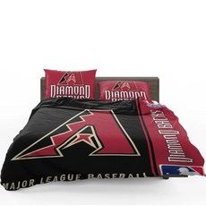 MLB 애리조나 다이아몬드 백스 이불 배게 커버 세트 - 싱글 더블 사이즈 Arizona Diamond Backs, 포함