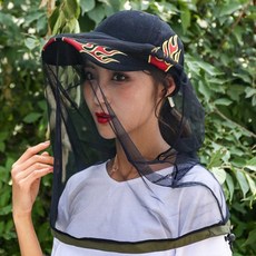 얼굴 방충 모자 모기장 방충망 망사 얼굴망 낚시 레쟈용 벌초망 양봉, 블랙