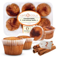 저탄수화물 시나몬 머핀 [6팩] 카브-오-리셔스 - 순탄수화 Low Carb Cinnamon Muffins 6 Pcs (1-Pack) by Carb-o-licious – Delic, 2.15 Ounce (Pack of 6), 1개, 60g