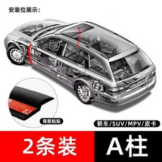 汽車A.B.C柱密封條 車門隔音條 門縫防塵防水膠條 通用型, 1個, A柱密封條-黏貼型-100公分【兩條裝】