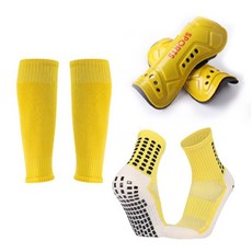 축구양말 풋살 스타킹 논슬립 삭스 스포츠양말 축구용품 3종세트 논슬립양말+튜브형스타킹+신가드 3가지구성, 옐로우쓰리피스, 1세트