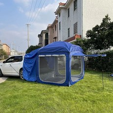 방우 리어 도킹 완전 방지 및 측면 야외 모기 천막 캠핑카 퍼골라 자동 부트 차량 텐트, 파란, 1