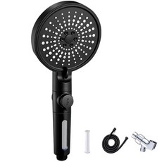 WUTICULA필터샤워헤드 휴대용6가지모드샤워헤드 경수용필터포함 탈착식샤워헤드세트 욕조타일애완동물청소를위한내장파워워시그레이124397, 블랙