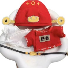 臺灣出貨 “小財神”10cm娃衣10厘米棉花娃娃衣服創意趣味古風娃衣娃娃配飾, 1個, 小財神4點（財神帽+外衣+里衣+腰帶））