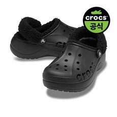 크록스 성인 BAYA PLATFORM LINED FUZZ STRAP CLOG BK (26FWCL214911)
