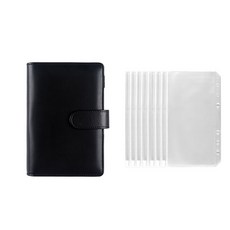 A6 육공 다이어리 지퍼백 7매 6공 바인더 저축 가계부 예산 용돈 모으기 현금 챌린지, 블랙, 1개