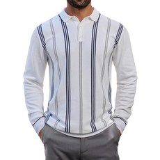 렉시아트 남성 니트 폴로 셔츠 스트라이프 드레시한 보온 기본 버튼 칼라 긴팔 스웨터 가을 겨울 데일리룩 오버핏 상의