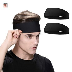 기프템 기능성 스포츠 헤어밴드, 2개, 블랙