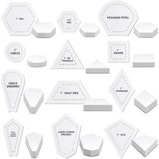 퀼팅 템플릿 Cinnvoice 612개 패치워크 종이 조각품 공급: 드레스덴 플레이트 삼각형 육각형 템플릿용 재봉용 600개 조각 세트 12가지 모양 아크릴 클리어
