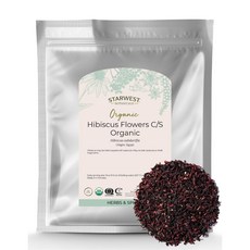 스타웨스트 보태니컬스 유기농 이집트 히비스커스 꽃차 루즈 컷 Starwest Botanicals Organic Hibiscus Flowers - Dried Hibiscus Flow, 16온스(1팩), 1개
