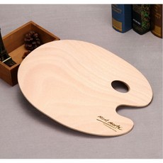 蒙瑪特木質調色板，經典木質帶手握，壓克力顏料專用，繪畫調色盤，輕巧易攜帶。, 1個