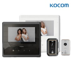 코콤 비디어폰 세트 KCV-S701+현관 카메라 KC-R81E 인터폰 초인종 세트 4선식 7인치, 화이트 세트 (7인치 비디오폰+노출형 초인종)