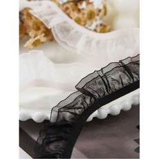 두겹 쉬폰 망사 고무줄 레이스 20mm 의류 인형옷 탑꾸 부자재 재료 90cm, 1개, 블랙 2.5cm