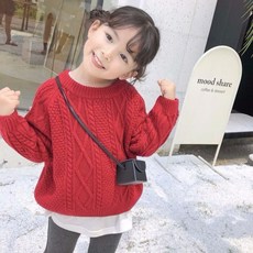 小不點兒 女童針織上衣 圓領套頭毛衣