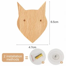 1pcs 동물 나무 후크 귀여운 방 장식 후크 벽 키 체인 코트 후크 홈 도어 나무 걸이 걸이 주방 액세서리 가, 23 23 fox