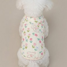 해피펫밀리 네이처 누빔조끼 실내복, 1개, 베이지-튤립