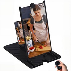 블루투스 리모컨이 있는 휴대폰용 스마트폰에 14인치 HD 3D 화면 휴대폰 게임용 가 모든 영화용 맞습니다 확대기 홀더는 접이식 스탠드, Bla 12inch