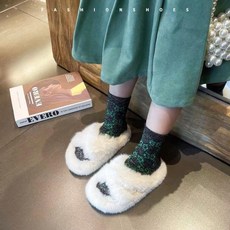 無品牌 安可拉紅爆款女童毛毛拖鞋2024新款保暖防滑兒童外穿軟底棉拖鞋女