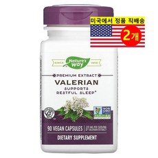 1+1 네이처스웨이 발레리안 쥐오줌풀 뿌리 추출물 110mg 90 베지 캡슐 비건 허브, 90정, 2개