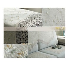 棉麻繡花沙發墊蓋布靠背巾扶手桌布, 麻灰色, 1個