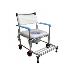 【海夫健康生活館】杏華 不鏽鋼 便椅洗澡椅 專利橫推把 掀手 塑輪 軟背(ST021-5TB), 1個