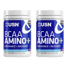 Usn BCAA 胺基酸粉末保健品 鍛鍊前中後用 藍色覆盆子口味, 2罐, 330g