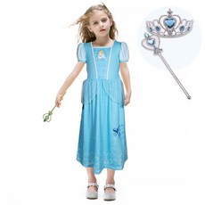 신데렐라 일반형 실내복 (왕관+봉) 유아동 어린이 반팔 공주 드레스