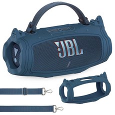 JCHPINE JBL Charge 6 휴대용 스피커용 실리콘 케이스 JBL Charge 6 Pro AI 사운드 스피커 액세서리용 보호 커버 (블랙 케이스), 블루