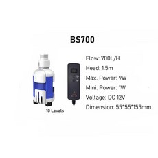 ZKSJ DC 수족관 펌프 BS 시리즈 앱 컨트롤러 하단 피드 펌프 주파수 변환 속도 조절 가능, BS700, UK Plug, 1개