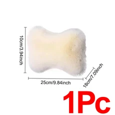 1Pc 겨울 자동차 목 베개 플러시 좌석 휴식 탄성 머리 받침 쿠션 컴포트 따뜻함 인테리어 액세서리, 01 빠른, 01 Beige-1Pc