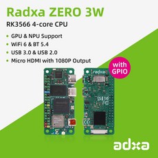 Radxa ZERO 3W RK3566 4 코어 CPU SBC GPU NPU HDMI 1080P 출력 WiFi 6 BT 5.4, 3W with GPIO, 4GB, 1개