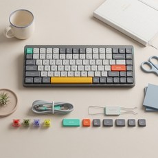 NUPHY AIR75 V2 기계식키보드 적축 블루투스 무선 유선 텐키리스 슬림형, 루나 그레이