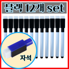 케이옵티마 쓰고 지우고 붙이는 자석 3색 보드마카, 블랙, 12개
