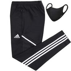 adidas 愛迪達 CON22 PRE三線條紋錐形長褲+運動口罩