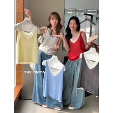 THE LIMON 撞色V領套頭背心