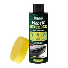 자동차용 플라스틱 복원기 - 자외선 차단 및 스폰지가 있는 백 투 블랙 플라스틱 복원기 - 자동차 외관 트럭 RV 범퍼용 오래 지속되는 솔루션 마감 블랙 트림 복원기 -