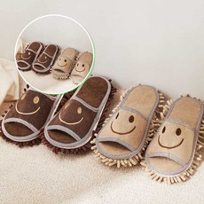 쌍문상회 스마일 슬리퍼 청소털신 바닥 청소용품 청소 청소포 40872EA, 스마일슬리퍼_브라운