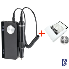 1+1 악성 발톱 손톱 젤 네일 드릴/흡진기 무좀 스케일링 페디 레진 목공 공예 수리, 1세트, 드릴(검정)+저소음흡진기(쿼드유선)