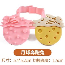 中秋節卡通餅乾模具 月兔祥雲翻糖餅乾切模 按壓立體烘焙工具, 月球奔跑兔, 1個