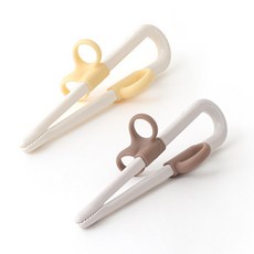 탁가온 유아 1단계 교정젓가락, 1세트, 옐로우/브라운