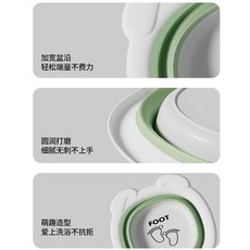 寶寶洗澡盆 摺疊式 附掛繩設計 快速瀝乾 節省空間 嬰幼兒適用, 1個, S442-水滴綠